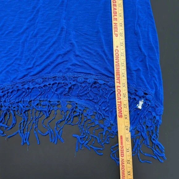 Blue Island Resortwear Royal Blue Coverup Crochet Short‎ Sleeve Beach Top NWOT - Picture 7 of 9